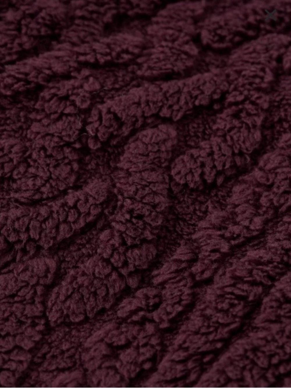 American Eagle Cable Sherpa Full Zip-Up Sweatshirt in Burgundy - Picture 10 of 10